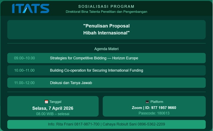 INFORMASI SOSIALISASI PROGRAM PENULISAN PROPOSAL HIBAH INTERNASIONAL