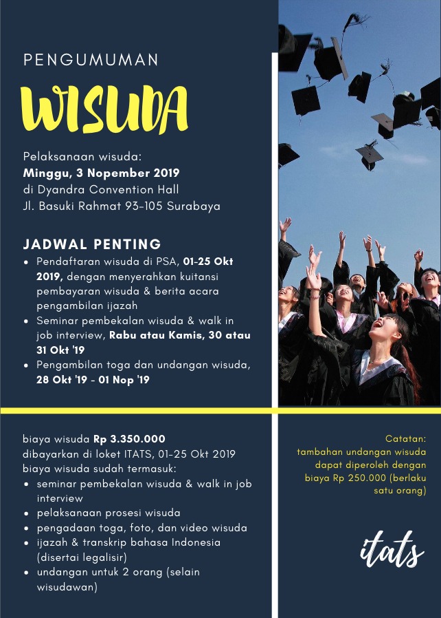 Pelaksanaan Wisuda ITATS ke-61 Tahun 2019