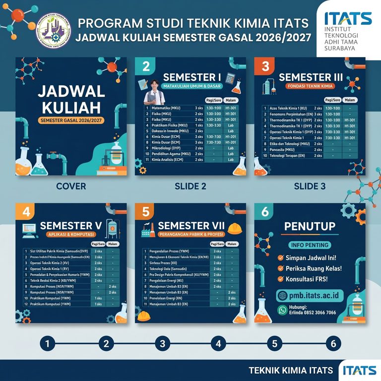 Program Studi Teknik Kimia ITATS Resmi Rilis Jadwal Kuliah dan Buka Pendaftaran Mahasiswa Baru