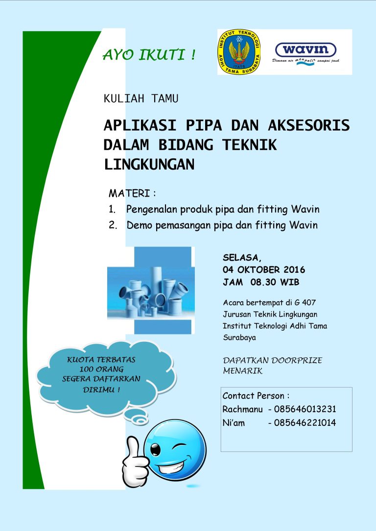 Pendaftaran Kuliah Tamu Aplikasi Pipa dan Aksesoris dalam Bidang Teknik Lingkungan