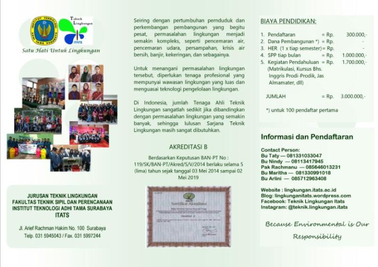 Penerimaan Mahasiswa Baru S1 Teknik Lingkungan ITATS (Alih Jenjang ...