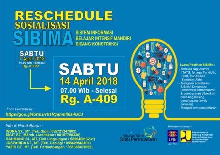 Reschedule Sosialisasi SIBIMA Konstruksi