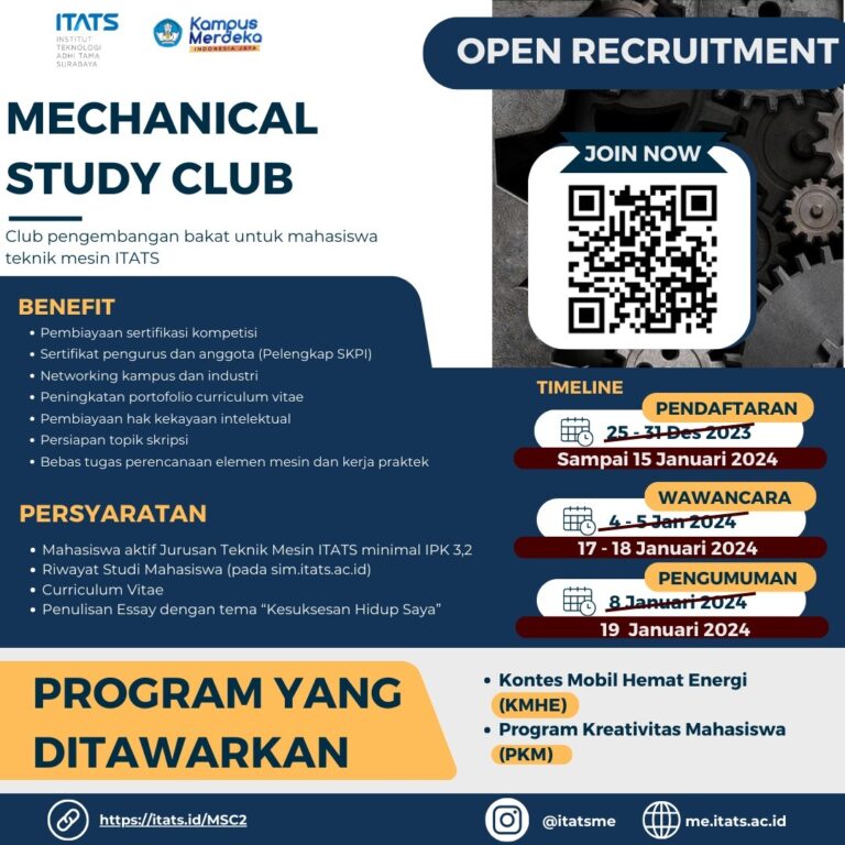 Pembukaan Pendaftaran Mechanical Study Club Tahun 2024