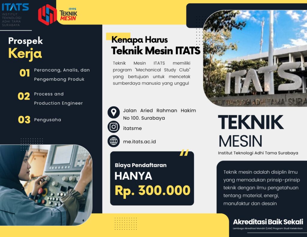 Pendaftaran Mahasiswa Baru – Program Studi Teknik Mesin ITATS
