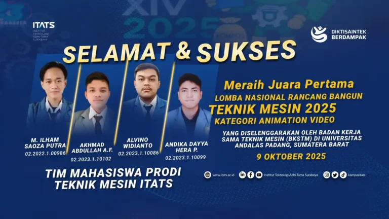 Mahasiswa Teknik Mesin ITATS Raih Juara 1 Nasional dalam Lomba Rancang Bangun Teknik Mesin XIV 2025
